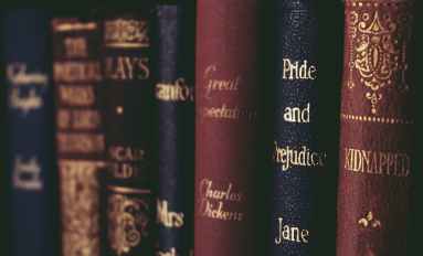 close up of books on shelf